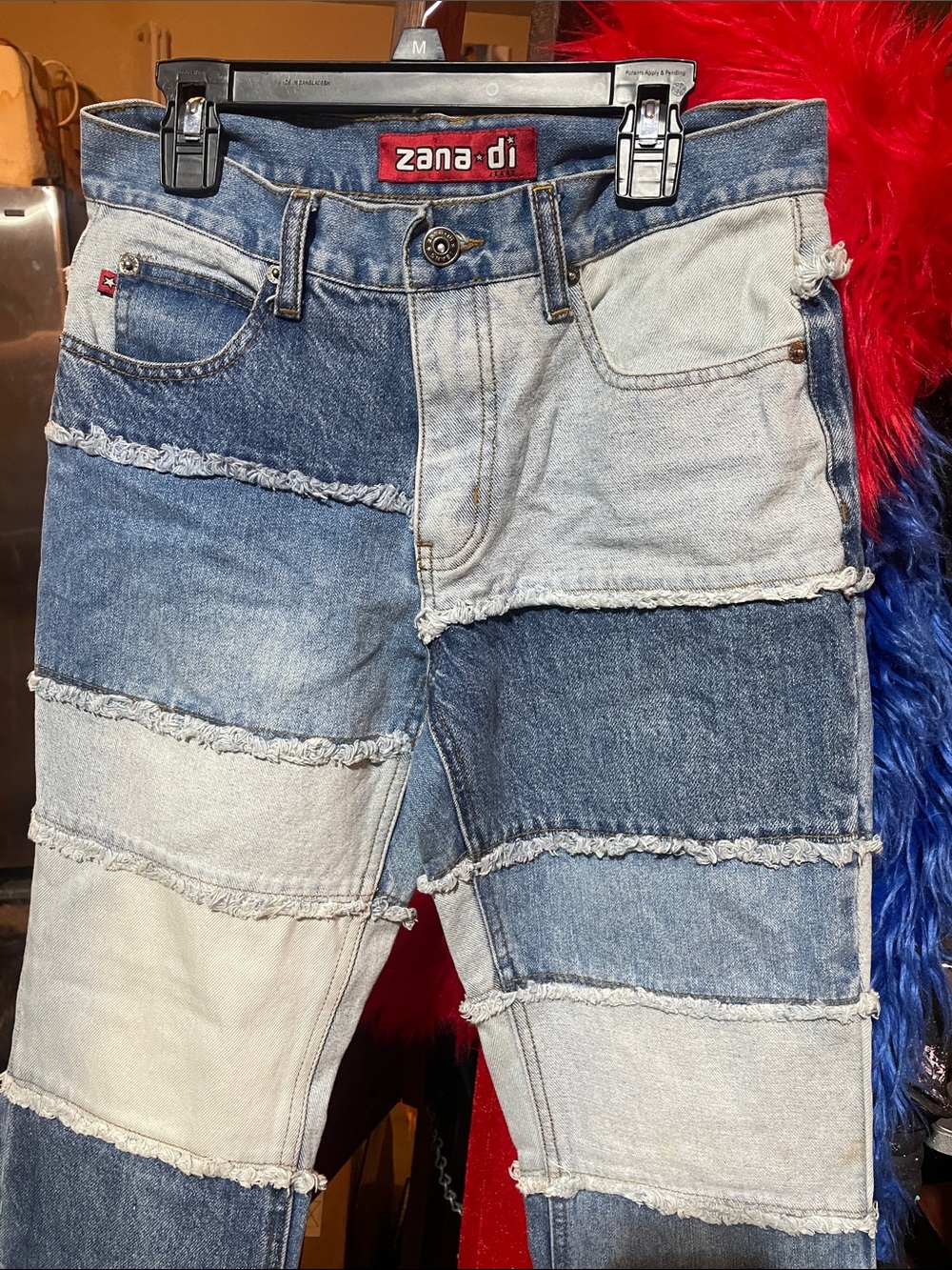 Zana Di Men's Patchwork Two-Tone Denim Straight Jeans